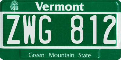 VT license plate ZWG812