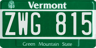 VT license plate ZWG815