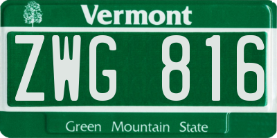 VT license plate ZWG816