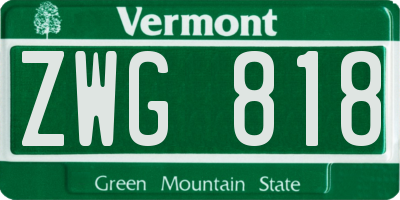 VT license plate ZWG818