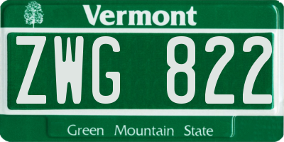 VT license plate ZWG822