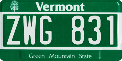 VT license plate ZWG831