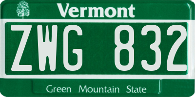 VT license plate ZWG832