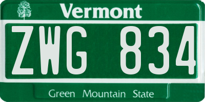 VT license plate ZWG834