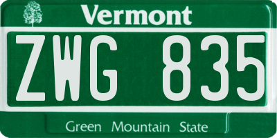 VT license plate ZWG835