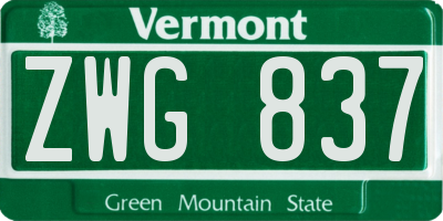 VT license plate ZWG837
