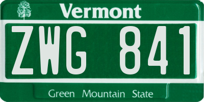 VT license plate ZWG841