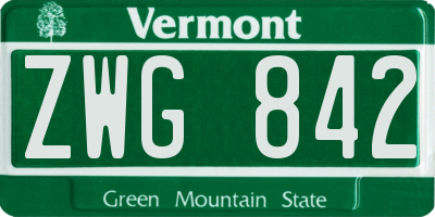VT license plate ZWG842