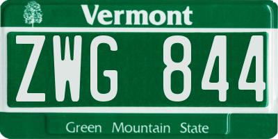 VT license plate ZWG844