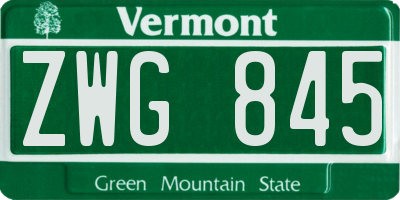VT license plate ZWG845