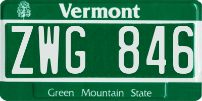 VT license plate ZWG846