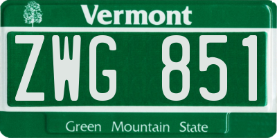 VT license plate ZWG851