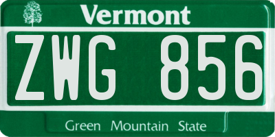 VT license plate ZWG856