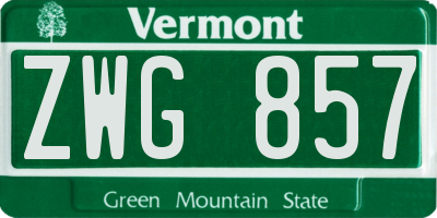 VT license plate ZWG857