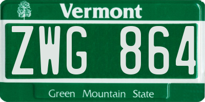 VT license plate ZWG864