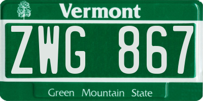 VT license plate ZWG867