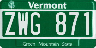 VT license plate ZWG871