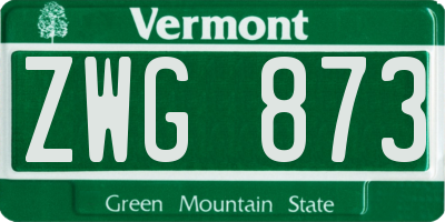 VT license plate ZWG873