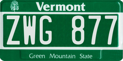 VT license plate ZWG877