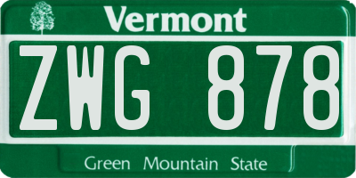 VT license plate ZWG878