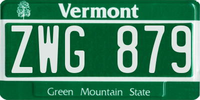 VT license plate ZWG879