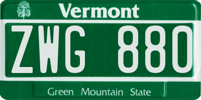 VT license plate ZWG880