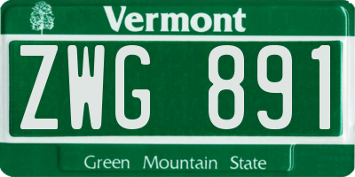 VT license plate ZWG891