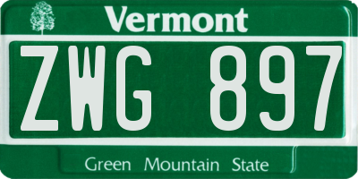 VT license plate ZWG897