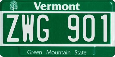 VT license plate ZWG901