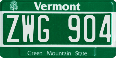VT license plate ZWG904