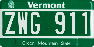 VT license plate ZWG911