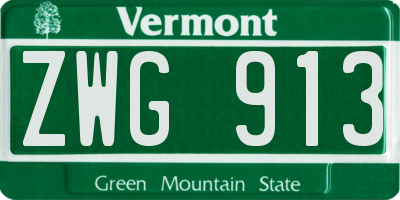 VT license plate ZWG913