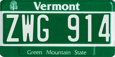 VT license plate ZWG914