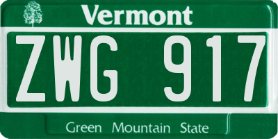 VT license plate ZWG917