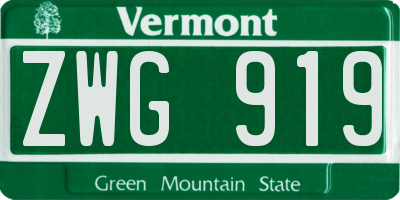 VT license plate ZWG919