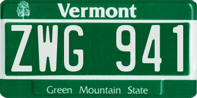 VT license plate ZWG941