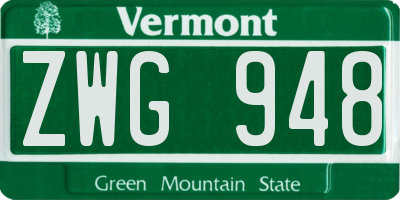 VT license plate ZWG948