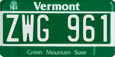 VT license plate ZWG961