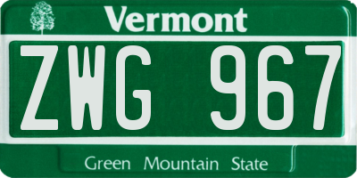 VT license plate ZWG967
