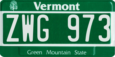 VT license plate ZWG973