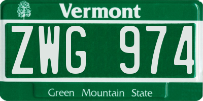 VT license plate ZWG974