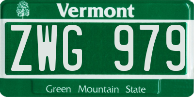VT license plate ZWG979