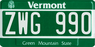 VT license plate ZWG990
