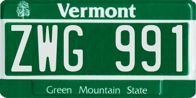 VT license plate ZWG991