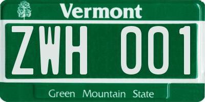 VT license plate ZWH001