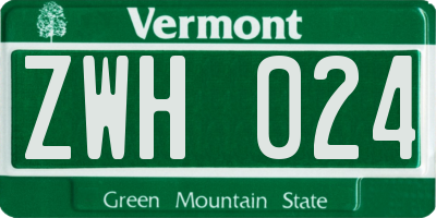 VT license plate ZWH024