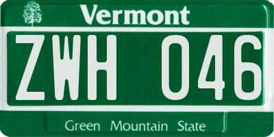 VT license plate ZWH046