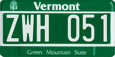 VT license plate ZWH051
