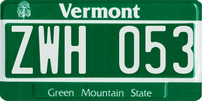 VT license plate ZWH053