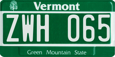 VT license plate ZWH065
